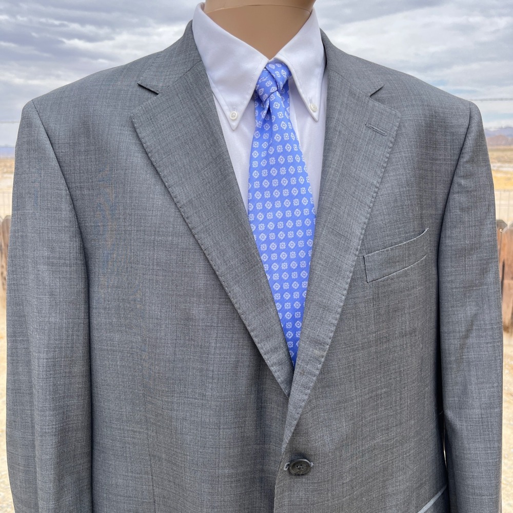 Peter Millar Suit Jacket Blazer Mens 46R Gray Pure Virgin Wool Two Button Blazer